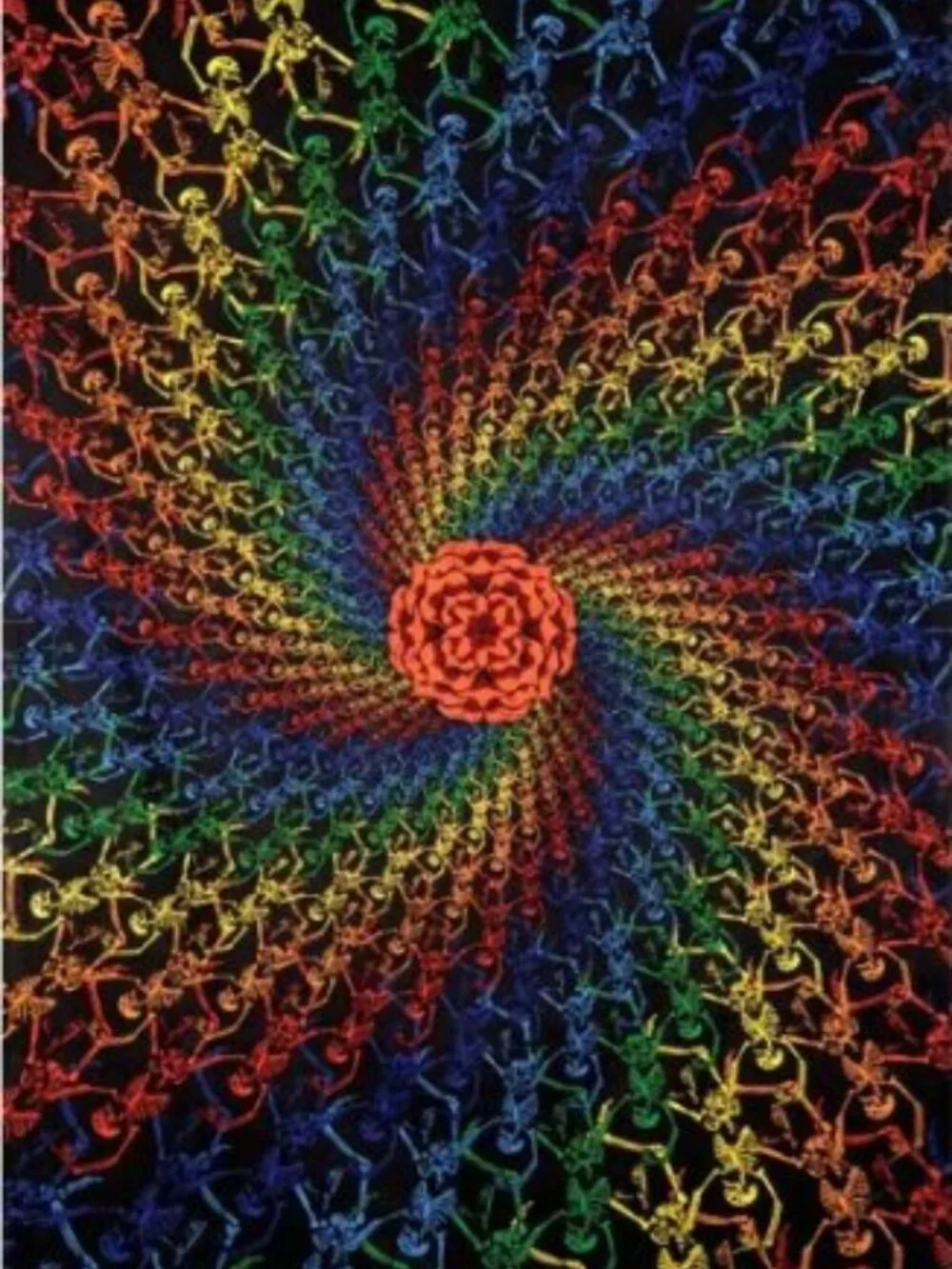 Grateful Dead 3D Rainbow Skeletons Tapestry ~ 60